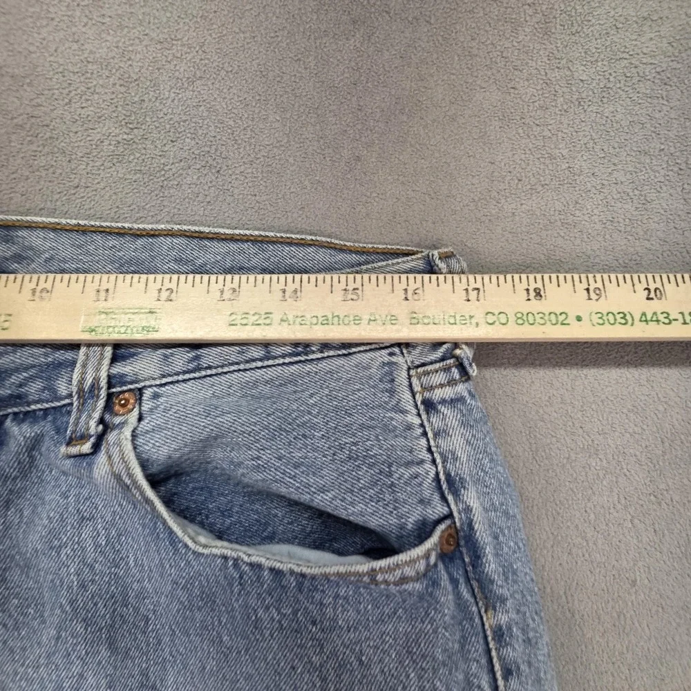 Vintage Levis 501 Jeans Mens Light Wash Straight Altered Hem USA 90s Fits 32x29